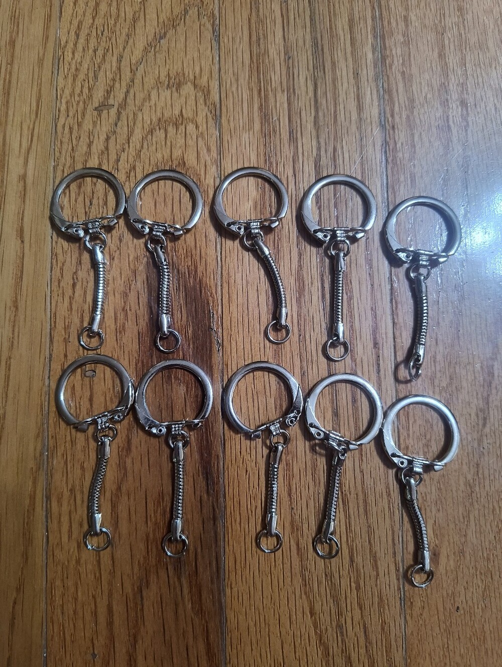 Lot of 10 metal keychains with snake chain for keychains, charms, jewelry making